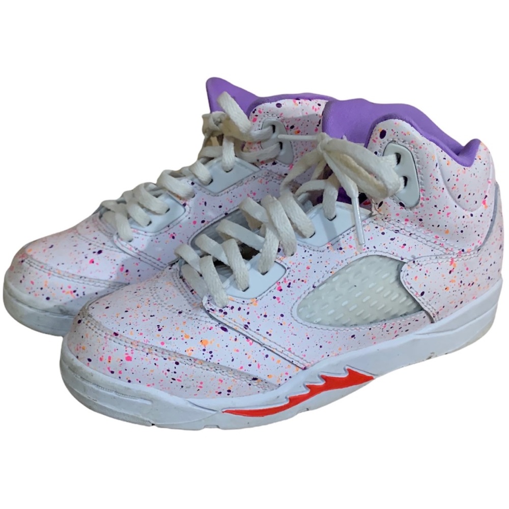 Air Jordan 5 Retro GP Easter Youth Sneakers Shoes White Purple size 2Y